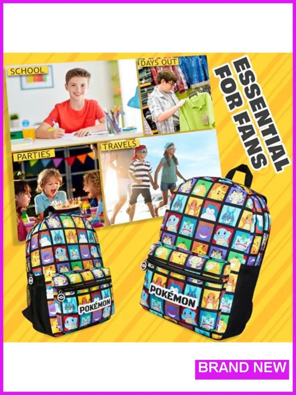 Kids Anime Backpack with Pikachu for School Daypack